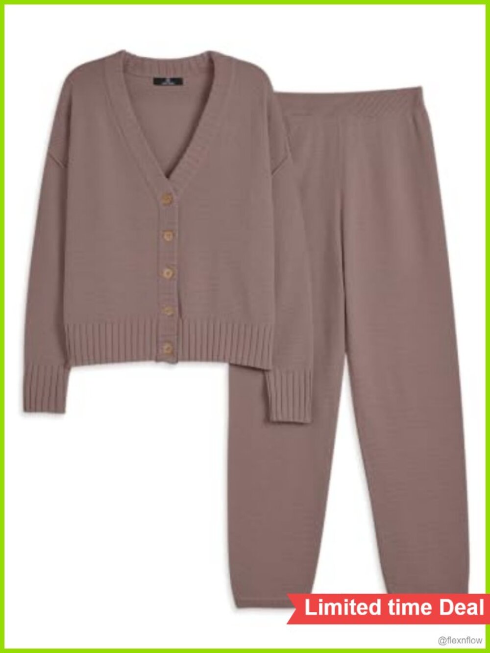 Women 2 Piece Sweater Lounge Set Acrylic Cotton Cardigan & Pants